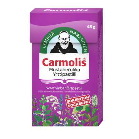 Carmolis Mustaherukka Yrttipastilli 45 g. - Bertil's health