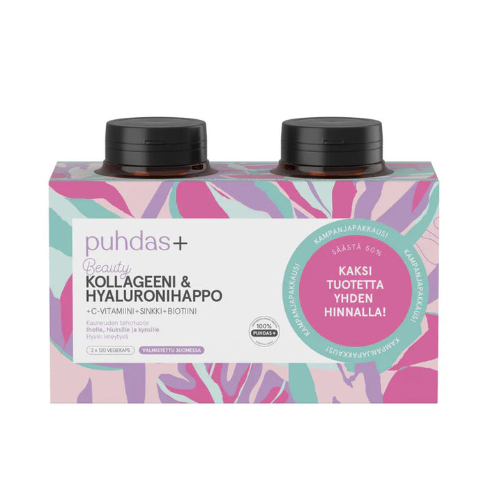 Puhdas+ Kollageeni & Hyaluronihappo tuplapakkaus 2 x 120 kaps