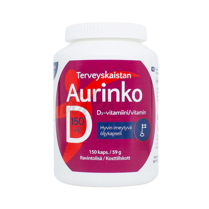 Aurinko D 150 µg 150 kaps - Terveyskaista / 1.10.2025 päivämäärä tuote