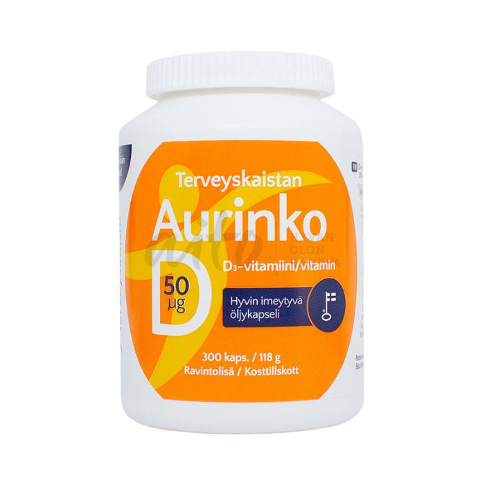 Aurinko D 50 μg 300 kaps - Terveyskaista