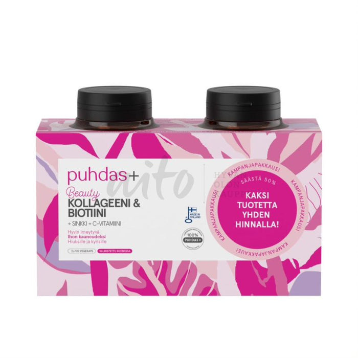 Puhdas+ Kollageeni & Biotiini tuplapakkaus 2 x 120 kaps
