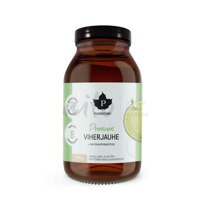 Premium viherjauhe + maitohappobakteeri 120g - Puhdistamo