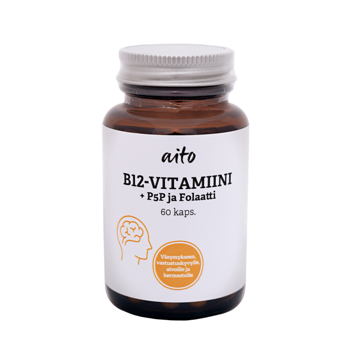 Aito B12-vitamiini + P5P ja Folaatti 60 kaps.