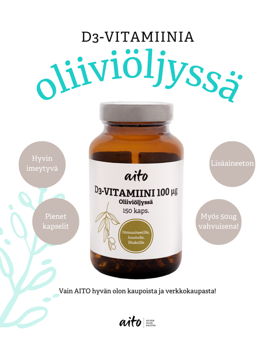 Aito D3-vitamiini 100µg 150 kaps
