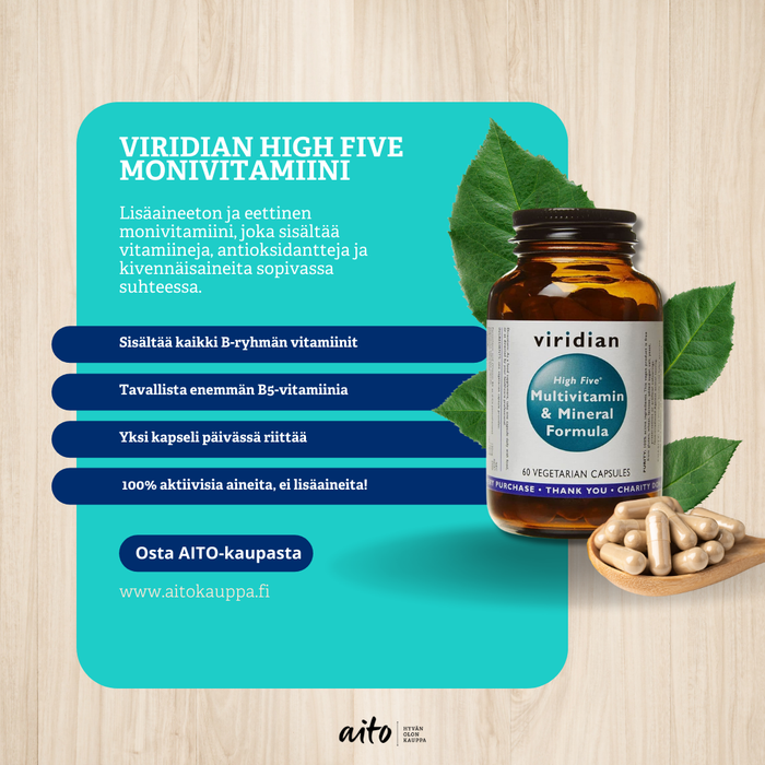 Viridian High Five monivitamiini 30 kaps (High Five Multivitamin & Mineral Formula)