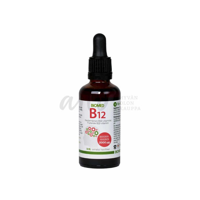 B12 mansikan makuinen tippa 2000µg 50 ml - Biomed