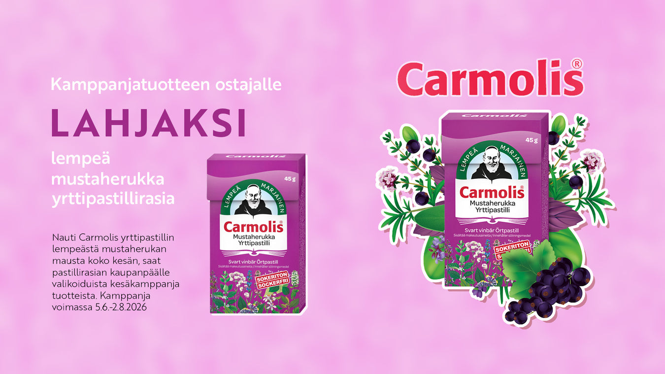 kaupanpäälle Carmolis mustaherukka yrttipastillirasia