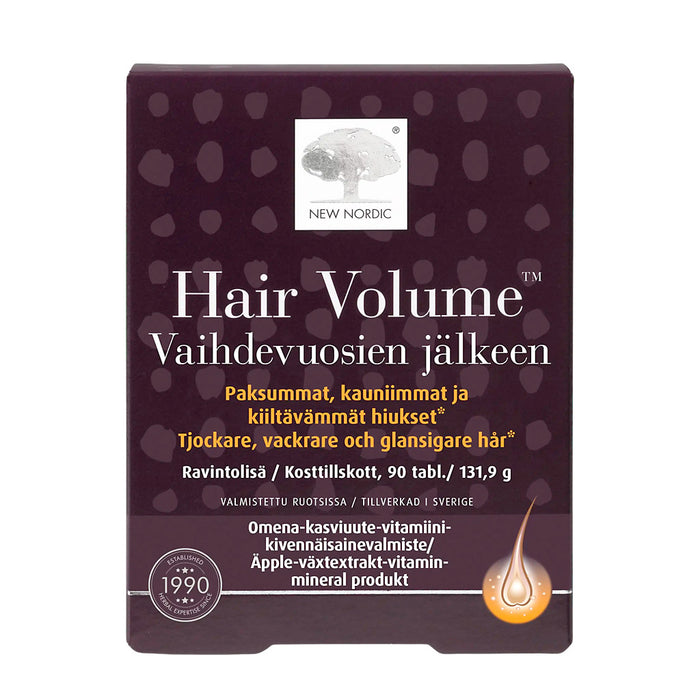 Hair Volume™ on kliinisesti dokumentoitu hiustabletti, joka auttaa kasvattamaan näkyvästi paksummat, kauniimmat ja kiiltävämmät hiukset.