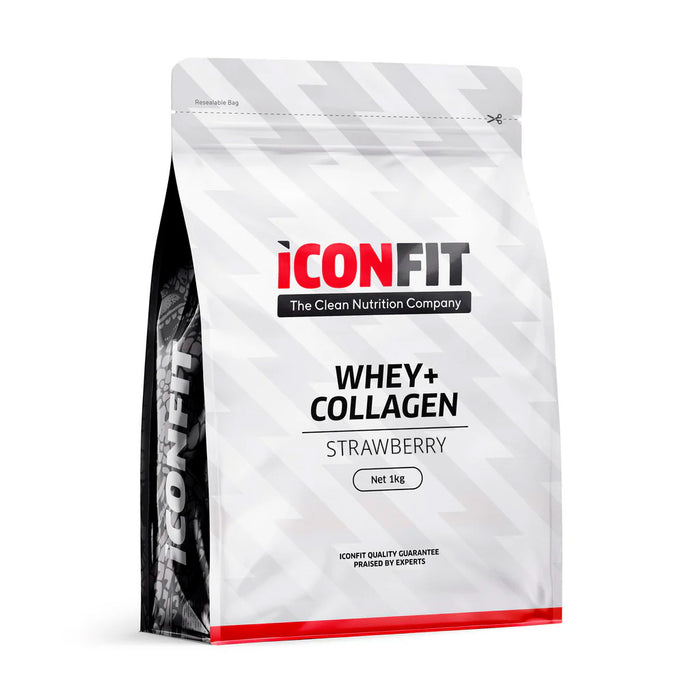Whey+ Collagen mansikka 1000 g - Iconfit