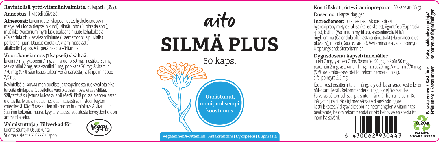 Aito Silmä Plus 60 kaps