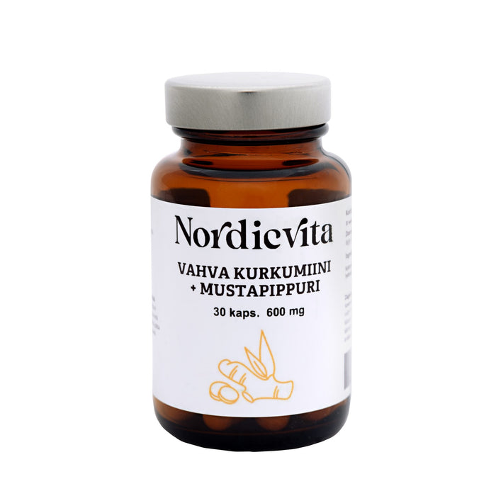 Vahva Kurkumiini + Mustapippuri Nordicvita 600 mg 30 kaps