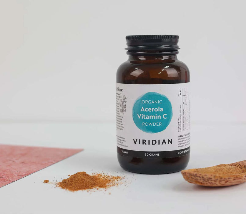 Viridian 100% luomu acerola C-vitamiini 50 g // pvm 13.05.2024